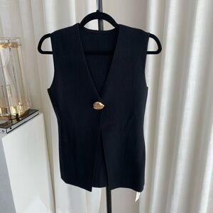 Black Sleeveless Sweater Top